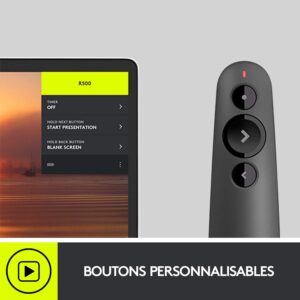 Logitech R500 Télécommande de Présentation sans Fil, 2,4 GHz et Bluetooth avec Récepteur USB, Pointeur Laser Rouge, Portée de 20M, 3 Boutons, Compatible avec PC/Mac/Android/iOS - – Image 3