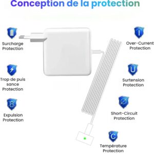 Chargeur MacBook Pro 85 W, chargeur MacBook Ywcking L-Tip compatible avec MacBook Pro 13 15 et 17 pouces 2006 2007 2008 2009 2010 2011 2012, pour modèle A1212 A1286 A1278 A1181 – Image 6