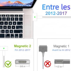 Chargeur MacBook Pro 85 W, chargeur MacBook Ywcking L-Tip compatible avec MacBook Pro 13 15 et 17 pouces 2006 2007 2008 2009 2010 2011 2012, pour modèle A1212 A1286 A1278 A1181 – Image 4
