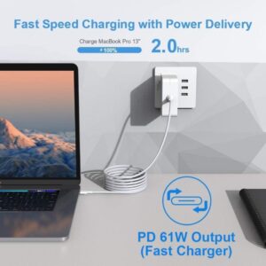 Chargeur USB C 61 W Type C, pour MacBook 2016/2017/2018/2019/2020 Pro AIR, Lenovo, ASUS, Acer, Dell, Xiaomi Air, MateBook, HP, ThinkPad et autres ordinateurs portables Type C – Image 2