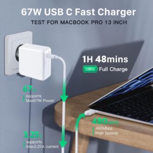 Chargeur 67W USB C pour Mac Book Air 2020/2019/2018, MacBook Pro 13/14/15/16 Pouces, Acer, Lenovo ThinkPad, HP et Tous Les périphériques USB - C (Câble de Charge de 2 Mètres Inclus) – Image 2