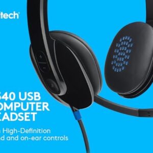 Logitech H540 Casque Filaire, Ecouteurs Stéréo Anti-Parasites, USB, Commandes sur l'Oreillette, Témoin Lumineux d'Activation de la Sourdine, PC/Mac/Portable/Chromebook - Noir – Image 2