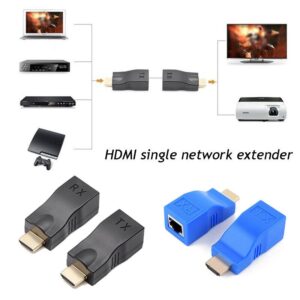 HDMI Extender, 30m à RJ45 Câble réseau Extender Convertisseur Répéteur TX Émetteur RX Récepteur sur CAT-5e CAT6 pour HDPC 4K 2K – Image 3