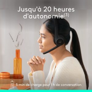 Logitech Zone 300 Casque Bluetooth sans Fil avec Microphone Anti-Parasite, Compatible avec Windows, Mac, Chrome, Linux, iOS, iPadOS, Android - Noir – Image 6