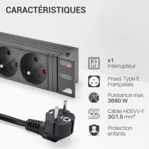 Bandeau prise Electrique 8 Prises 19" – Image 5